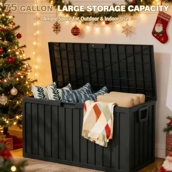 75 Gallon Outdoor Storage Box Waterproof Deck Box
