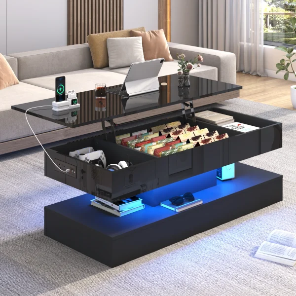 LED Coffee Table with Open Display Shelf