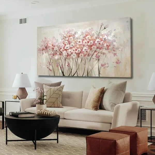 White Floral Oil Painting Modern Botanical Picture
