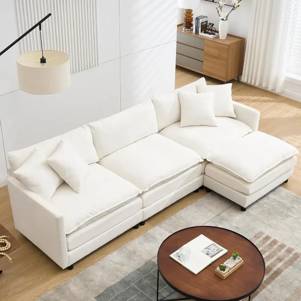 Convertible L-Shape Couch with Ottoman 108"
