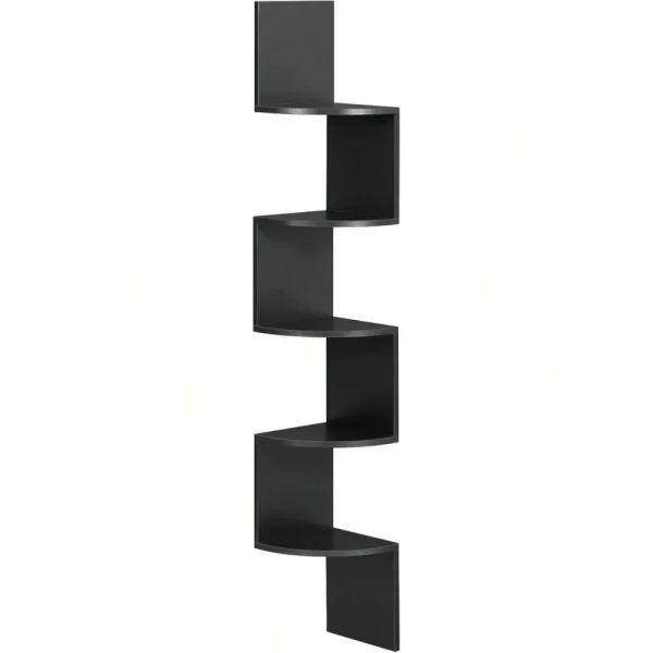 Wall Mount, 5-Tier Floating Corner Bookshelf