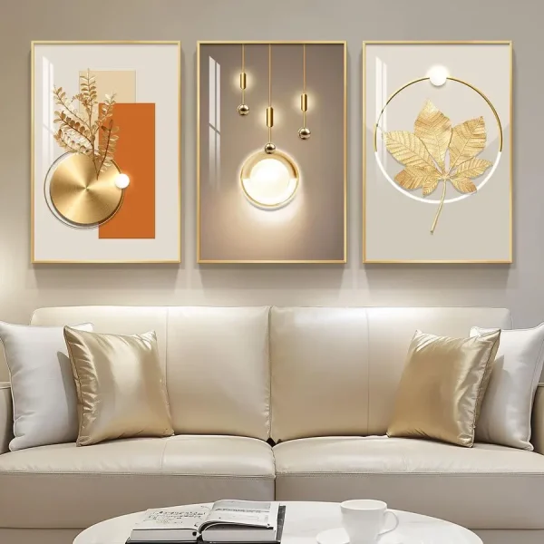 3 Piece Set Modern Luxury Gold Wall Art